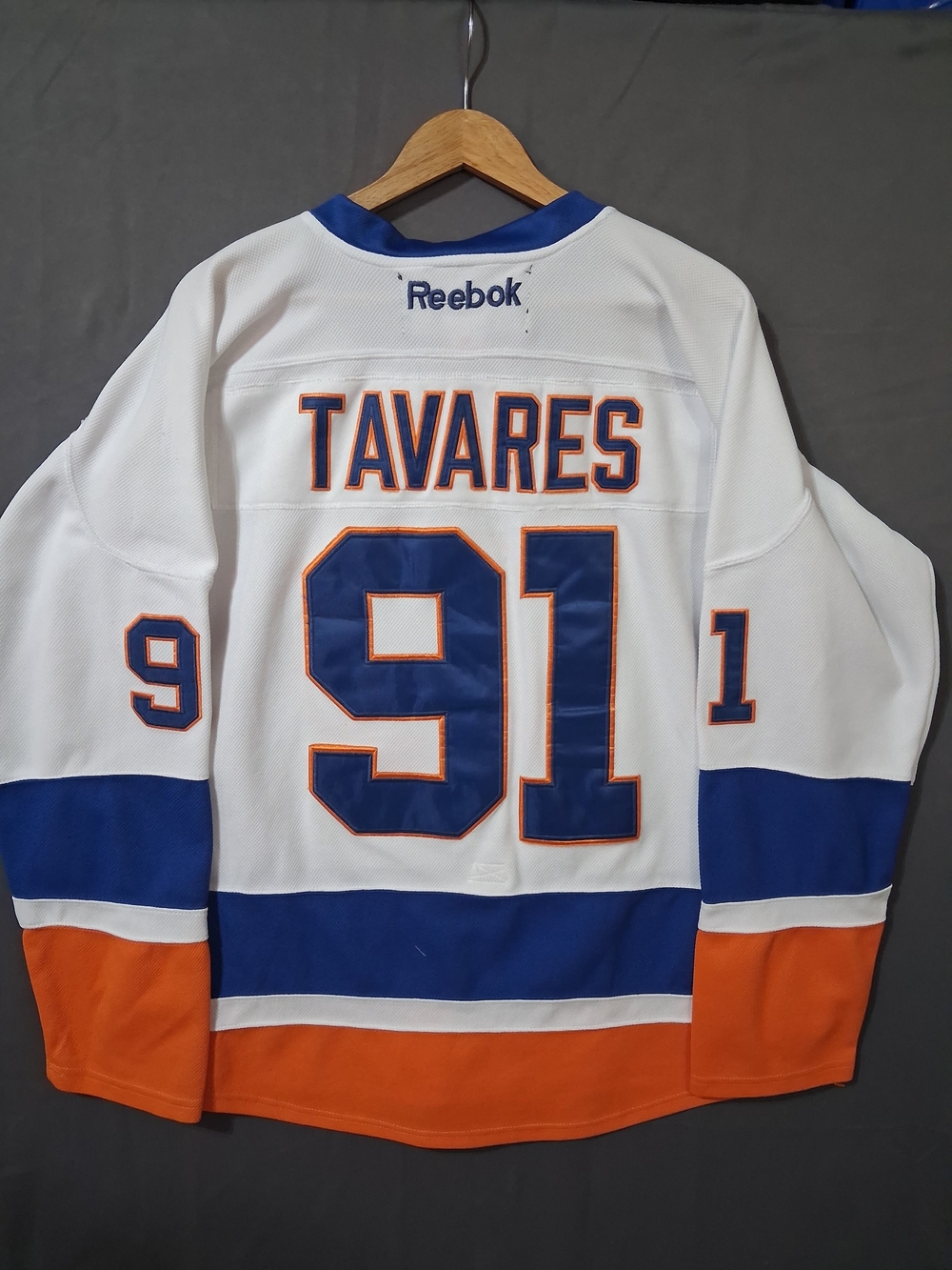 Vintage Reebok John Tavares #91 White/Blue/Orange Hockey Jersey